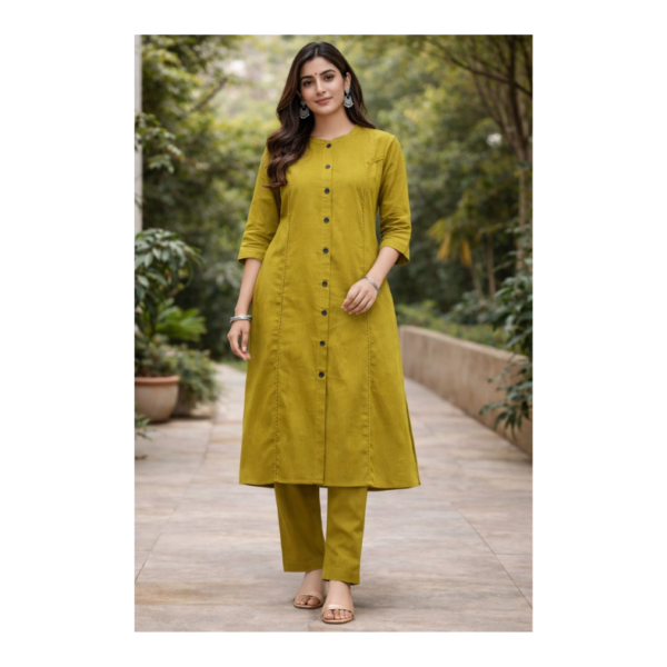 Mustard Minimal A-line Kurta Set