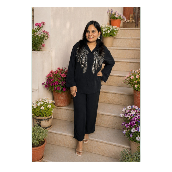 Elegant Black Embroidered Co-Ord Set for Women | Premium Casual And Party Wear