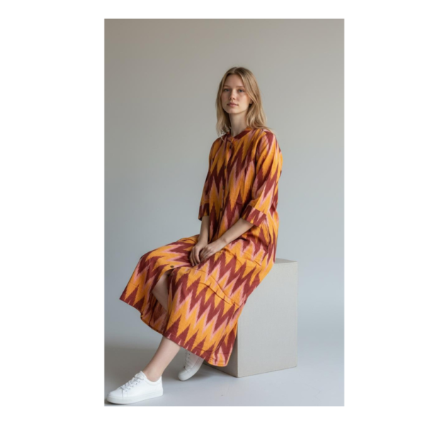 Women’s Premium Ikat Print Maxi Kaftan Dress
