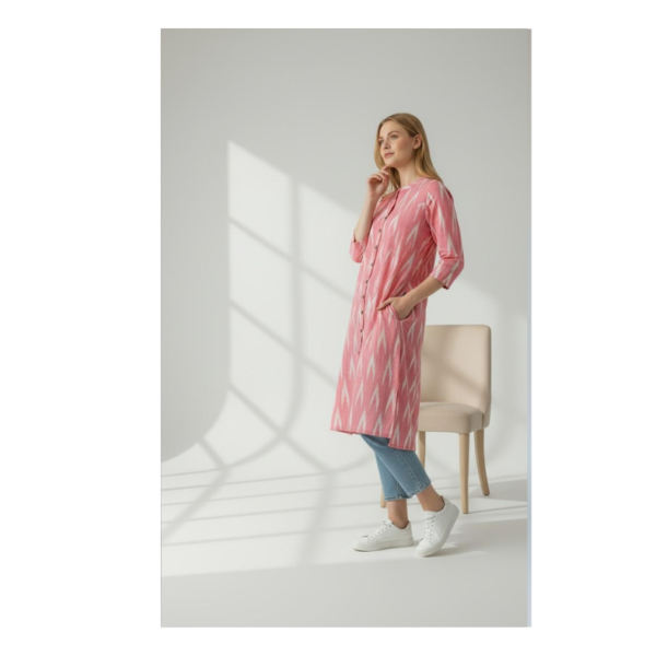 Women’s Designer Ikat Print Maxi Shirt Dress