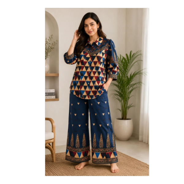 Women’s Premium Geometric Print Co-Ord Set with Palazzo Pants