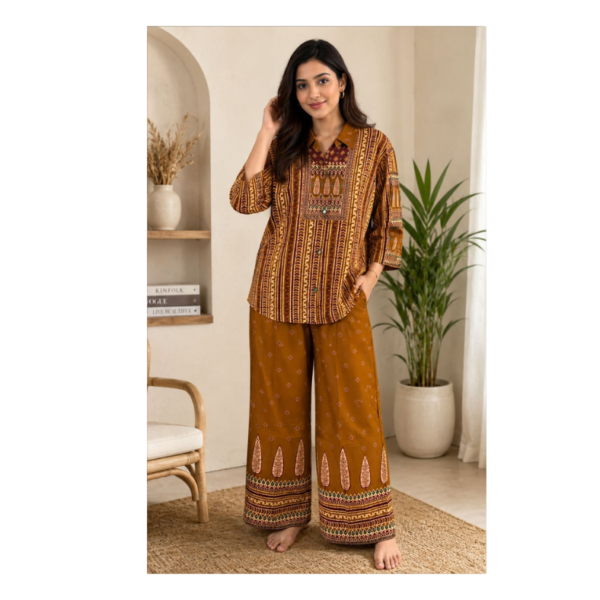Women’s Premium Ethnic Print Co-Ord Set with Palazzo Pants